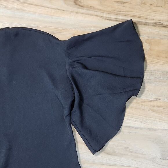 🧚♂️Catherine Malandrino Black Flutter Sleeve Top Small - Picture 8 of 11